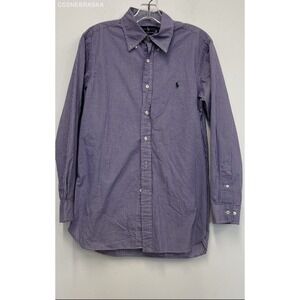 POLO RALPH LAUREN Slim Fit 100% Cotton Shirt Purple Gingham - Size 15.5 32/33